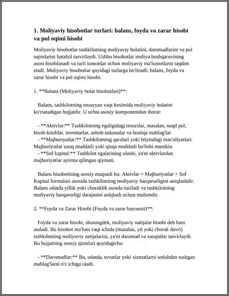 Balans (Moliyaviy holat hisobotlari) 3