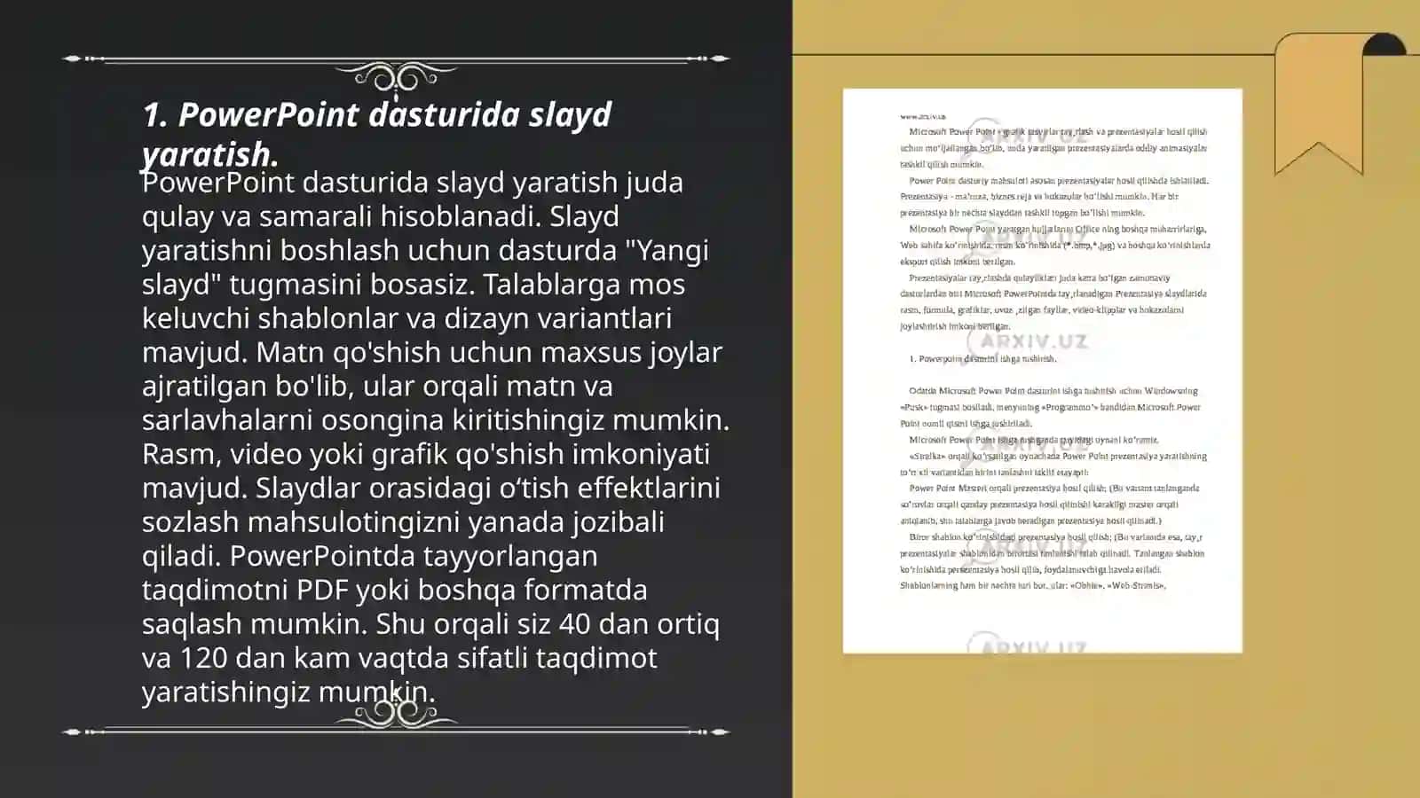 MS Power Point dasturida taqdimotlar yaratish usullari 3