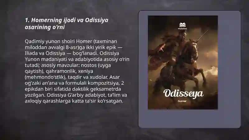 Homerning ijodi Odissiya asari haqida 3