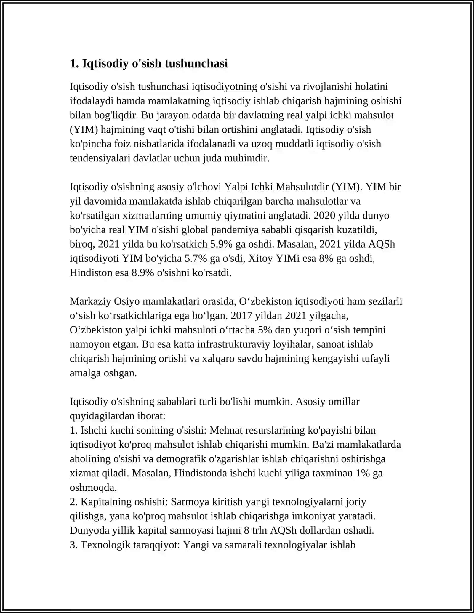 Iqtisodiy O'sish va Iqtisodiy Rivojlanish 3