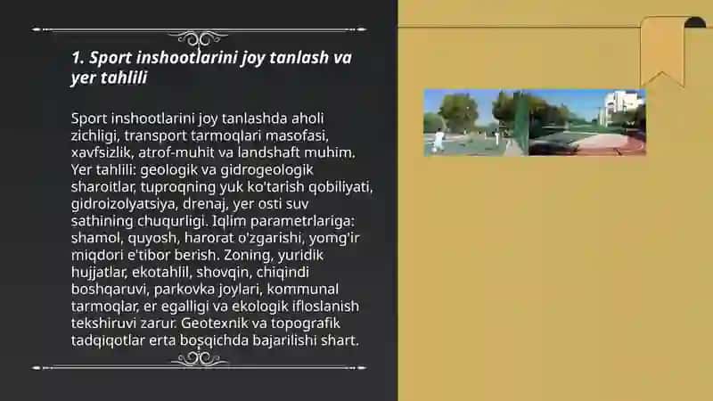 Sport inshootlarini loyihalash va qurish 3