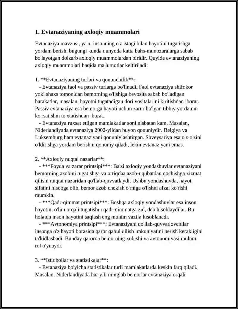 EVTANAZIYA MUAMMOLARI 3
