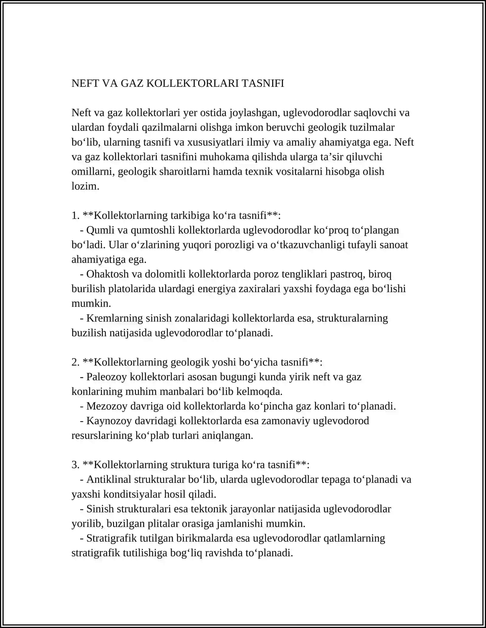 NEFT VA GAZ KOLLEKTORLARI TASNIFI 3