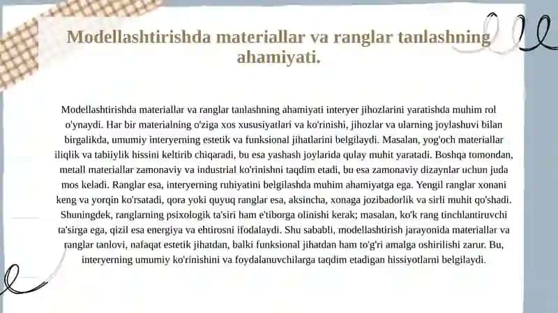 Sketchup dasturida interyer jihozlarini modellashtirish 3