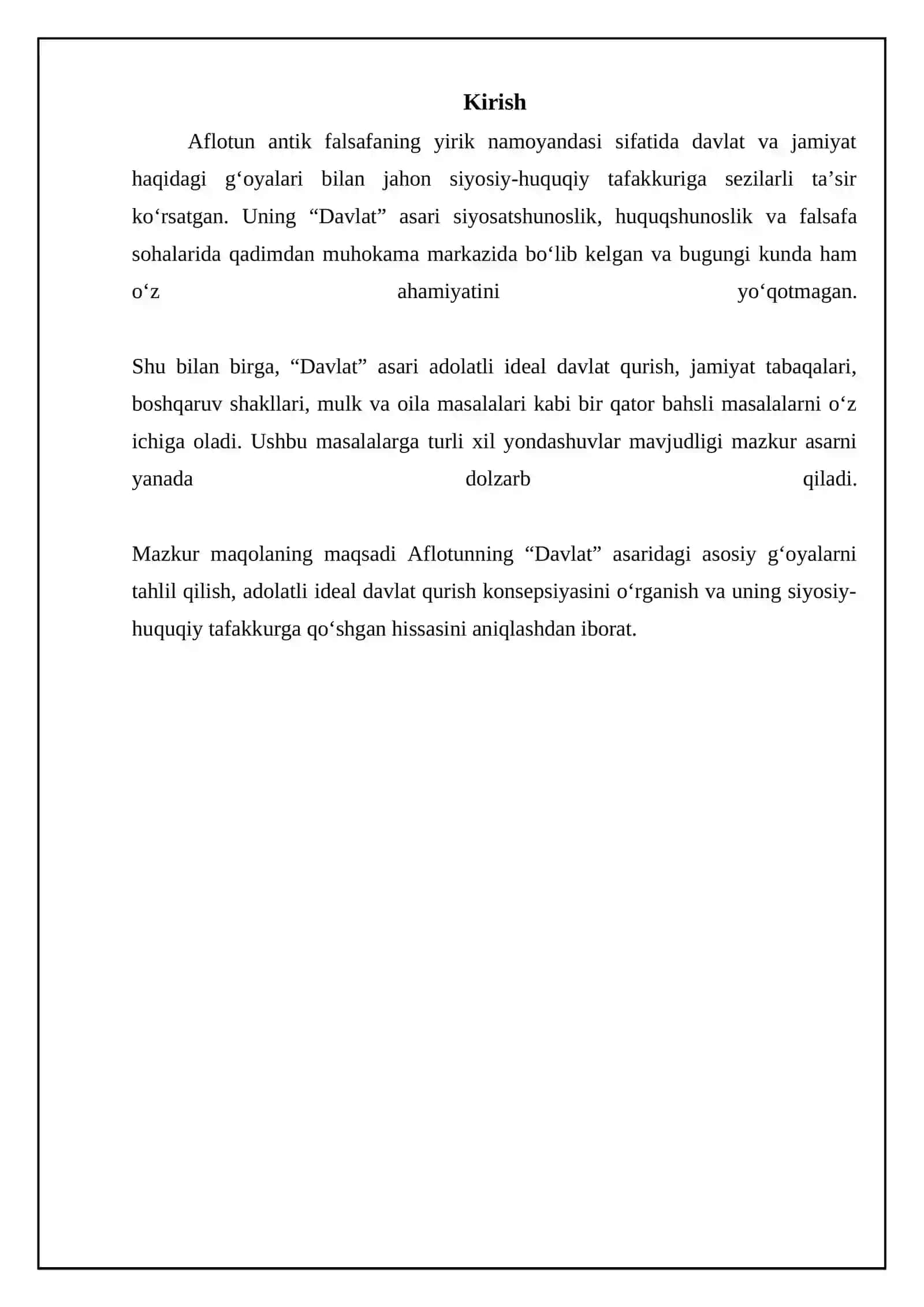 Aflotun va uning "Davlat" asari 3