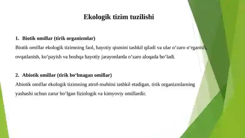 EKOLOGIK TIZIM TURLARI,BIOLOGIK MAHSULDORLIGI 3