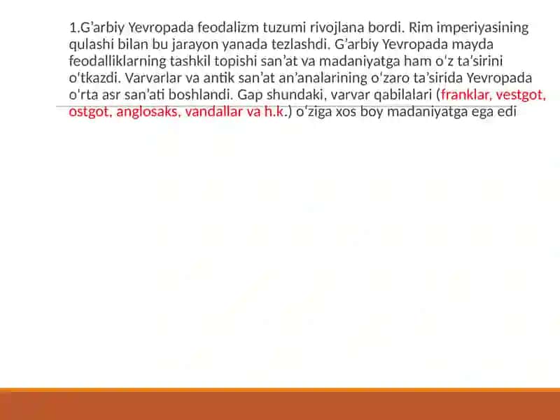 G’arbiy Yevropa  san’ati tarixi 3