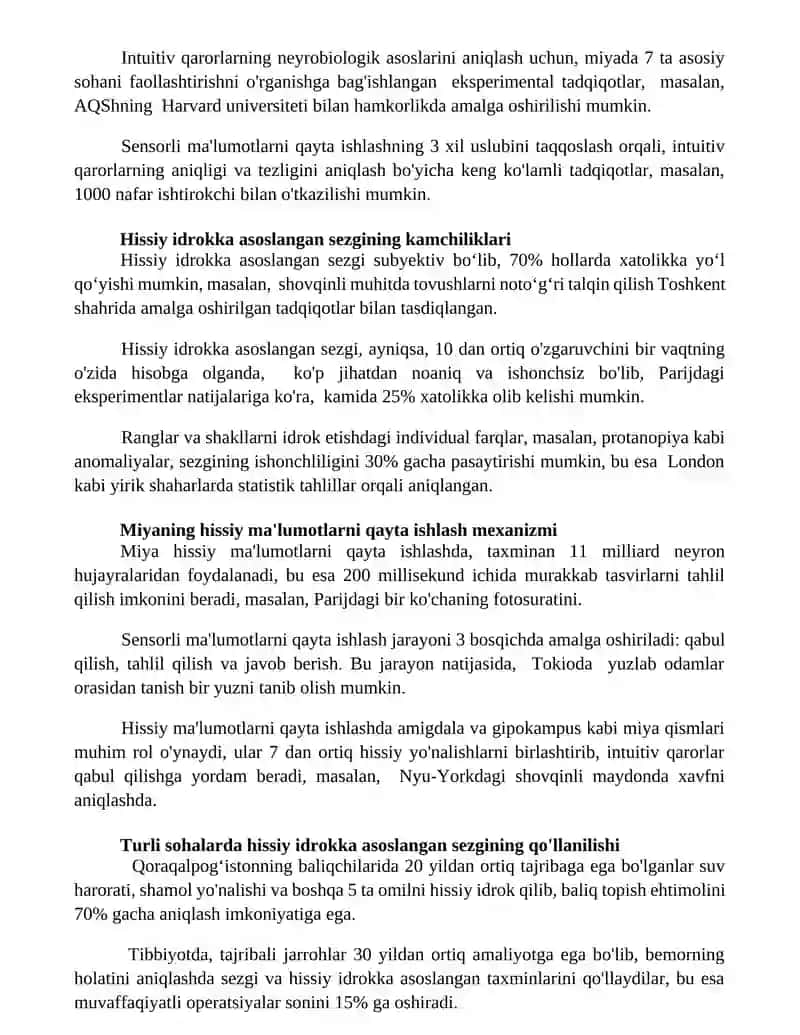 Sezgi hissiy bilish jarayoni asosida 3