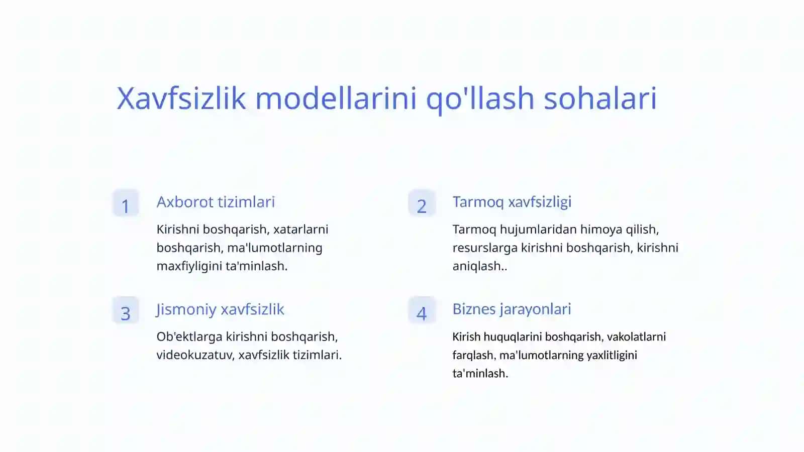 Xavfsizlik modellarini qo’llash 3