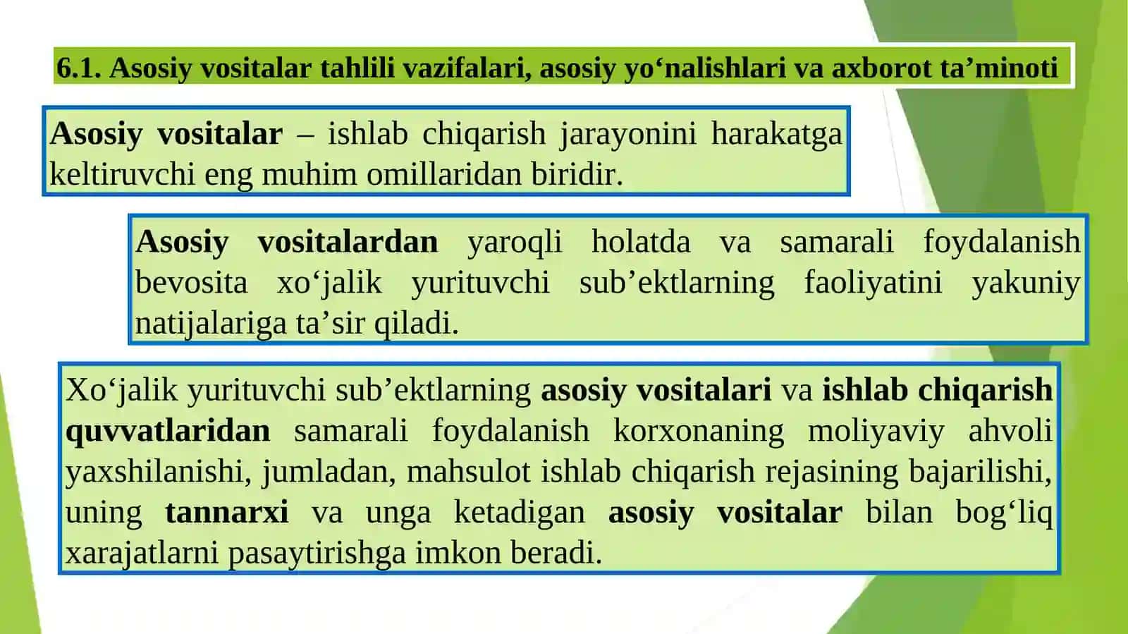 Asosiy vositalar tahlili 3
