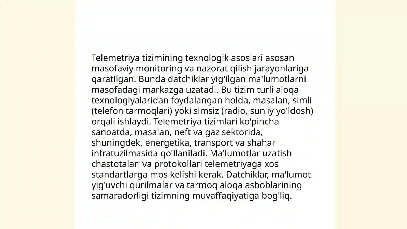 Telemetriya tizimini tavsiflovchi parametrlar 3