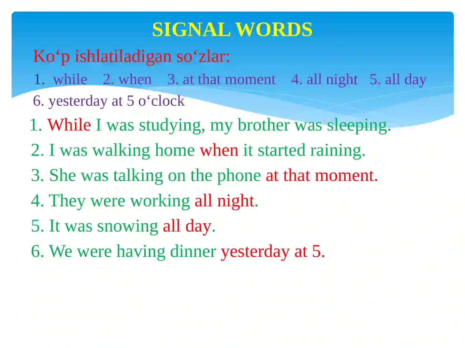 Past Continuous Tense 3
