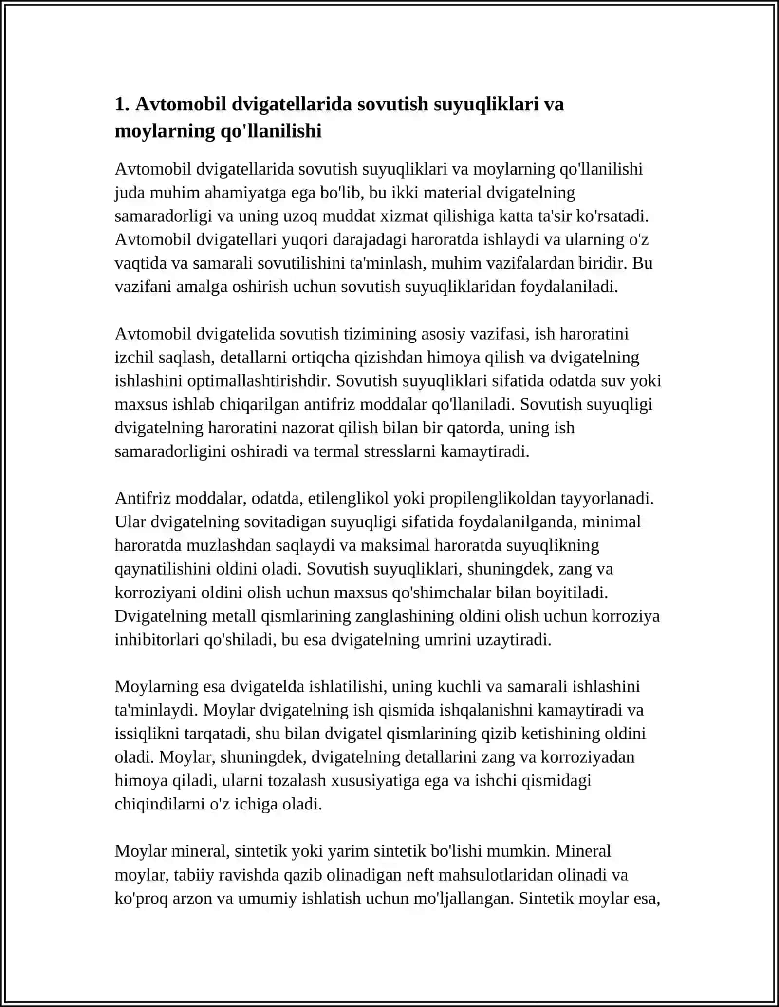 Sovutish va moya materiallarining qo'llanilishi 3