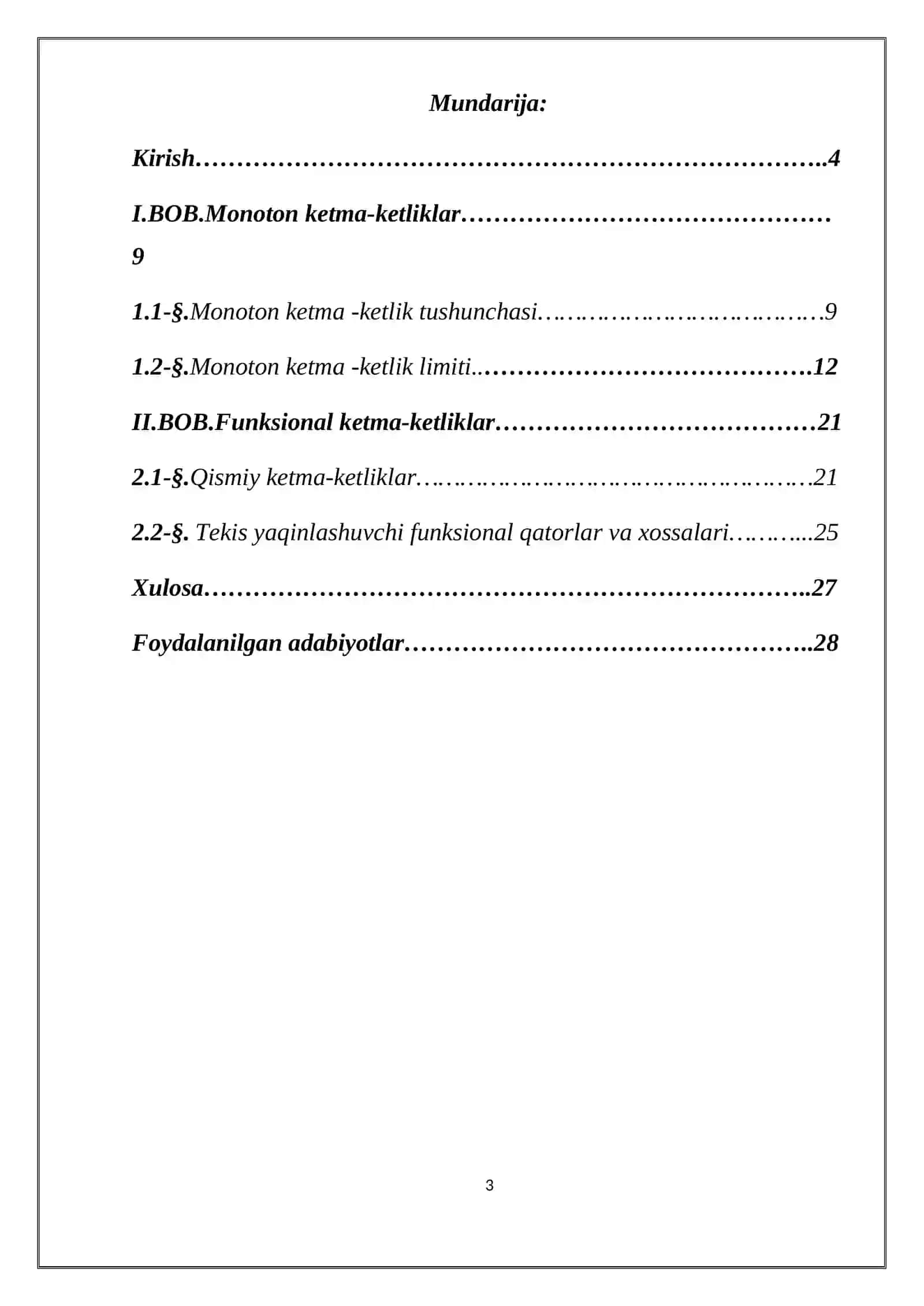 Monoton ketma-ketliklar kurs ishi 3
