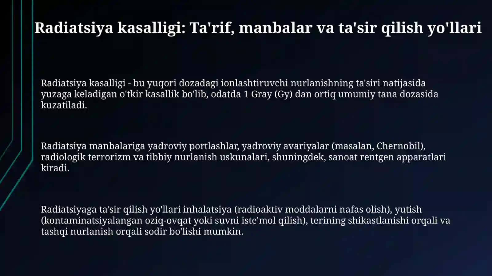 Insonlarda nurlanish kassalligi. Uni tashxislash usullari 3