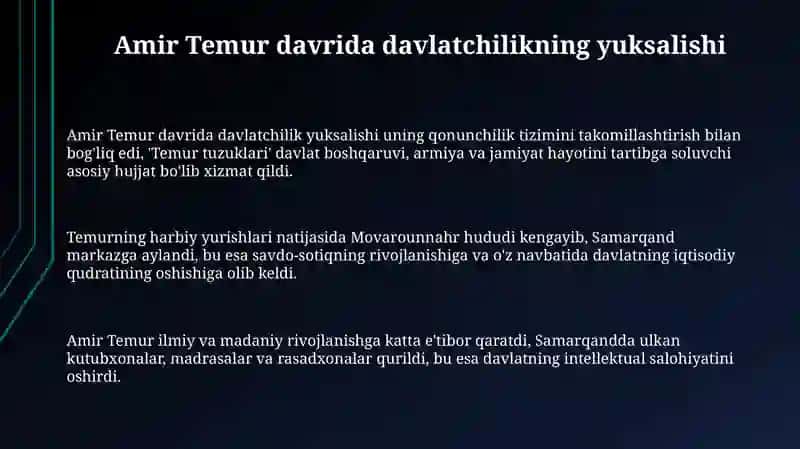 Amir Temur davri davlatchiligi 3