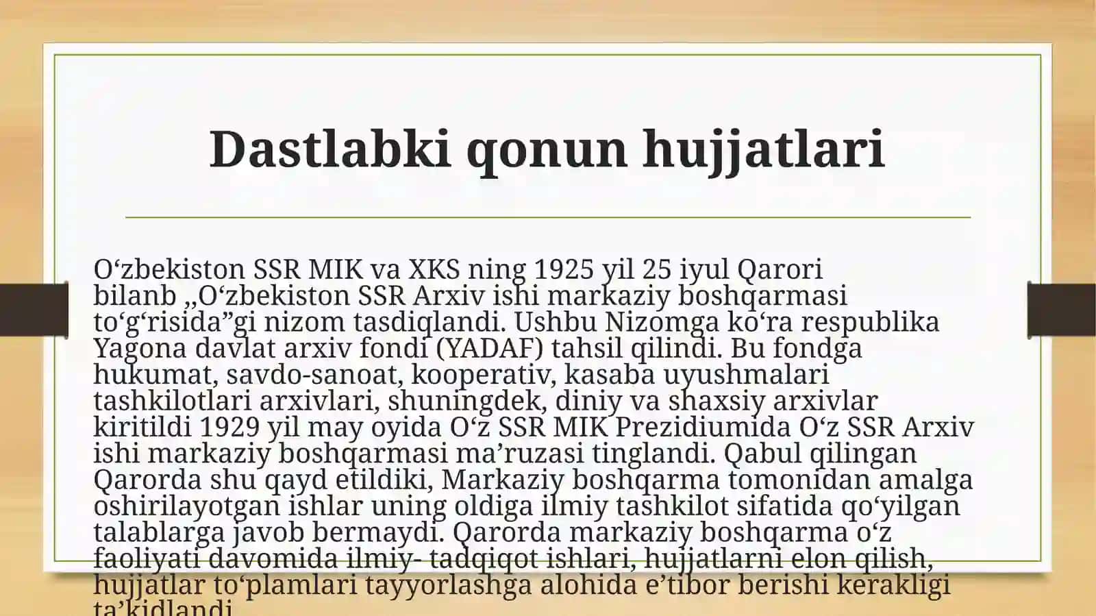 Oʻzbekiston Respublikasida arxiv sohasiga oid hukumat qarorlari 3