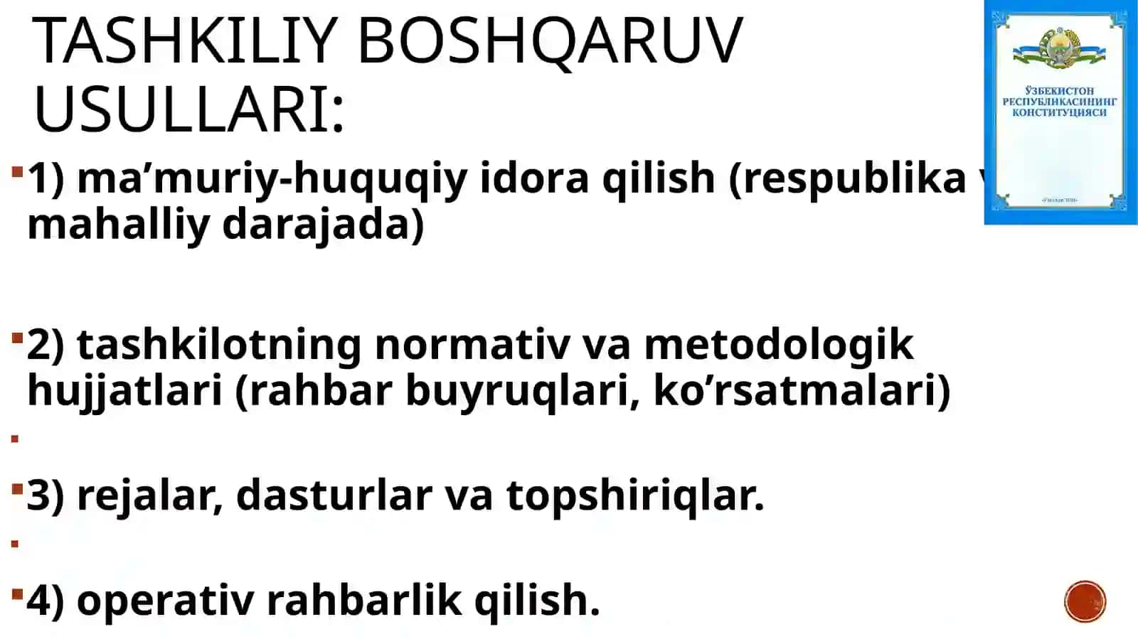 Boshqaruv usullari. Rahbarlik uslublari 3