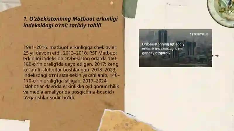 O‘zbekistonning Matbuot erkinligi indeksidagi o‘rni: tarixiy tahlil 3