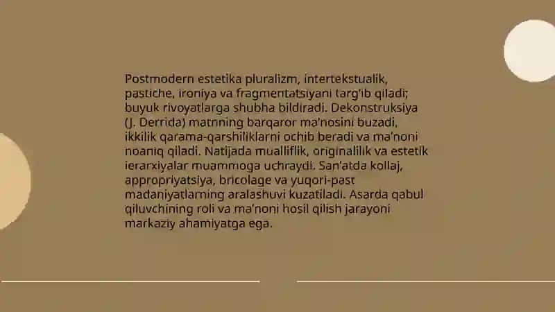 Estetikaning zamonaviy yondashuvlari 3