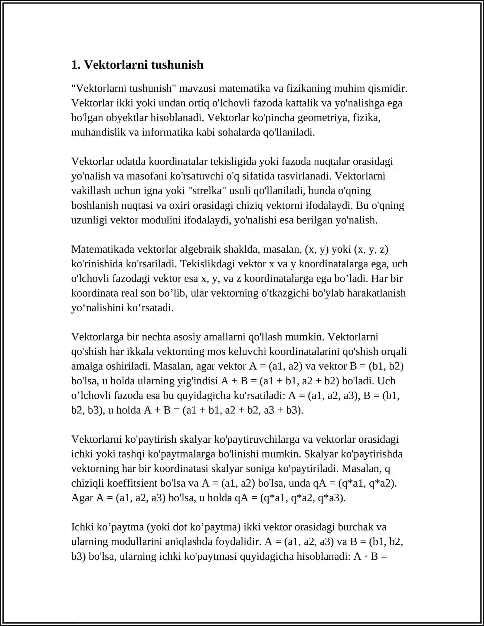 VEKTORLARNI TASHKIL ETISH 3