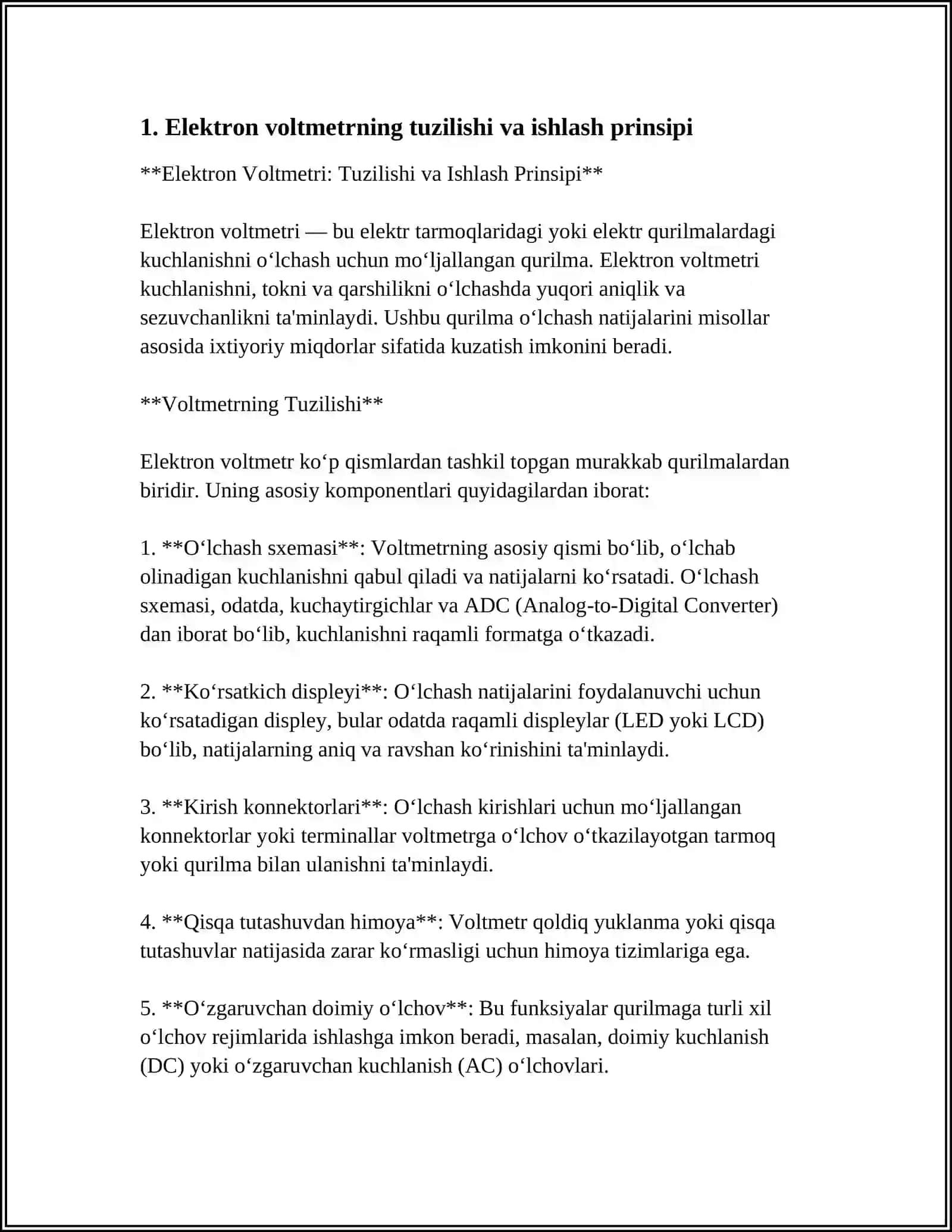 ELEKTRON VOLTMETR,OMMETR, AMPERMETR BILAN TANISHISH 3