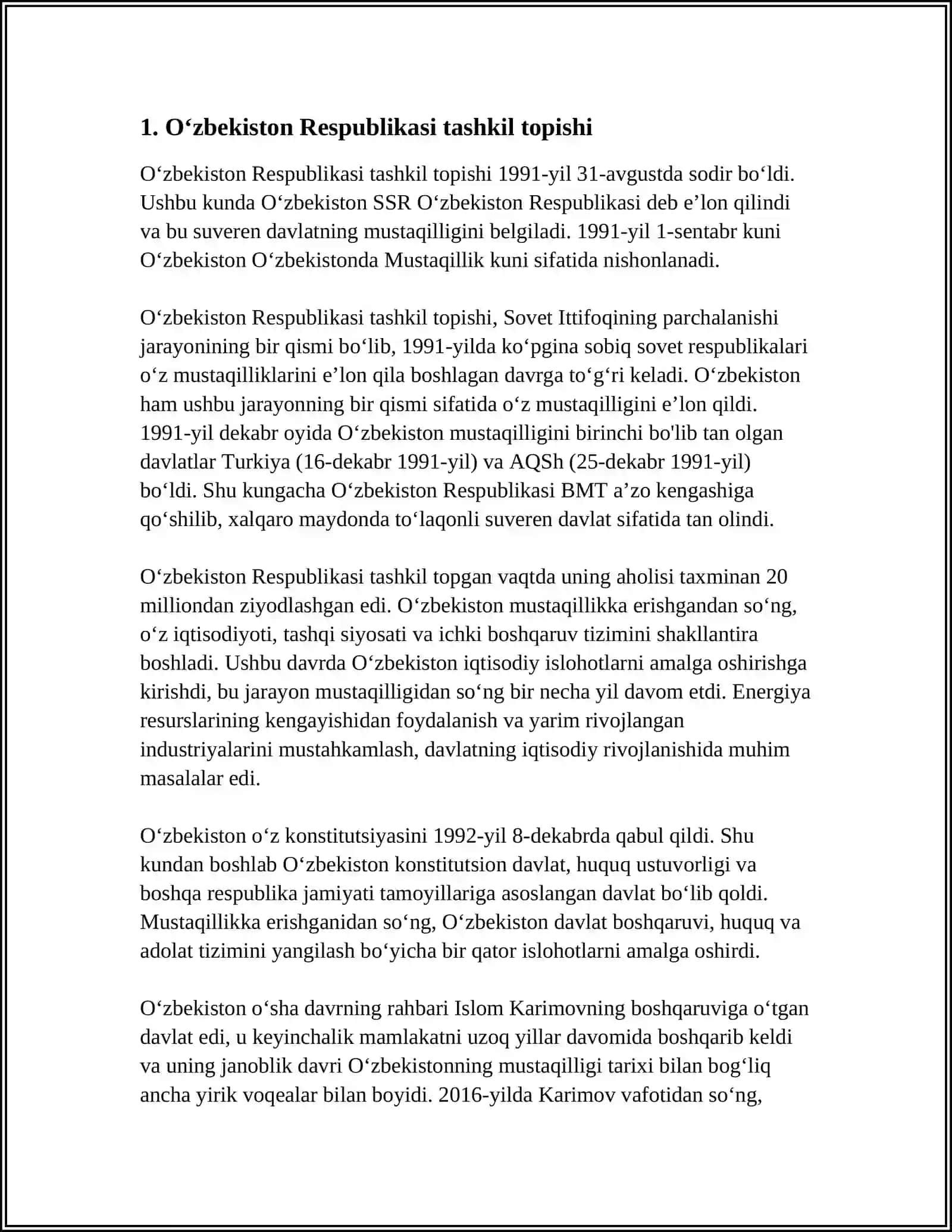 MUSTAQIL O’ZBEKISTON RESPUBLIKASINING TUZILISHU VA UNING TARIXIY AHAMIYATI O’ZBEKISTONNING O’ZIGA XOS MUSTAQIL VA RIVOJLANISH YO’LI 3