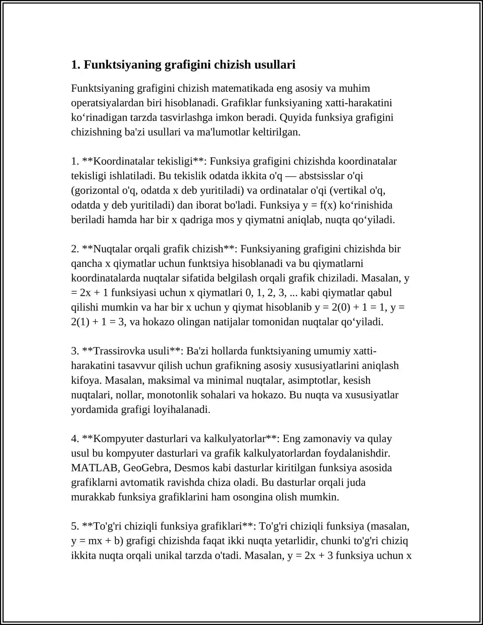 FUNKSIYA GRAFIKLARI BILAN ISHLASH 3