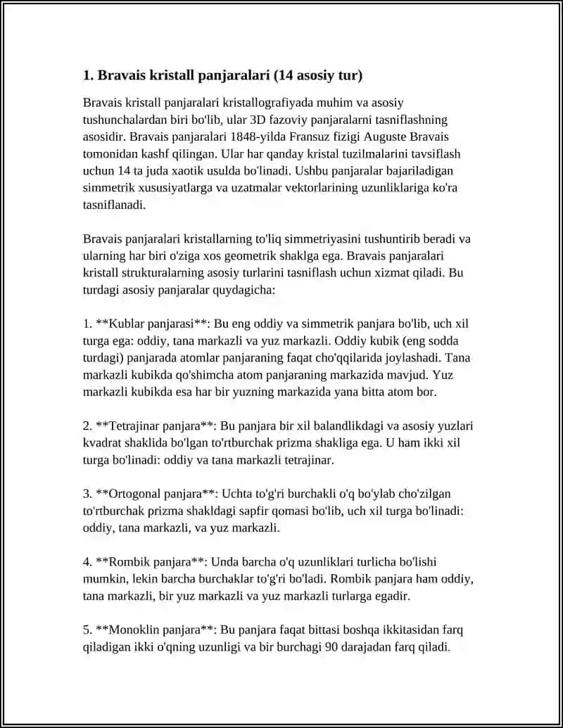 KRISTALL PANJARALARNING TURLARI 3