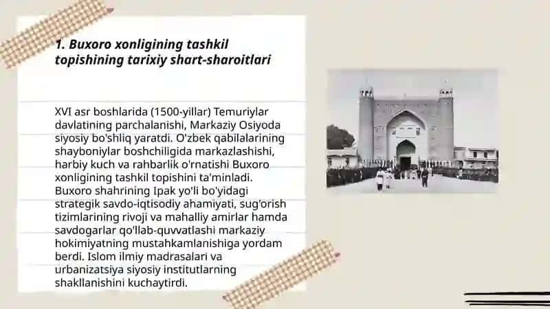 Buxoro xonligi tashkil topishi va siyosiy hayot 3
