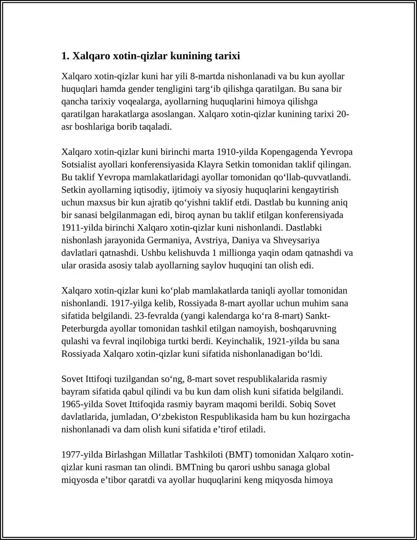 8-MART XALQARO XOTIN-QIZLAR KUNIGA BAG’ISHLANGAN TADBIR SSENARIYSI 3