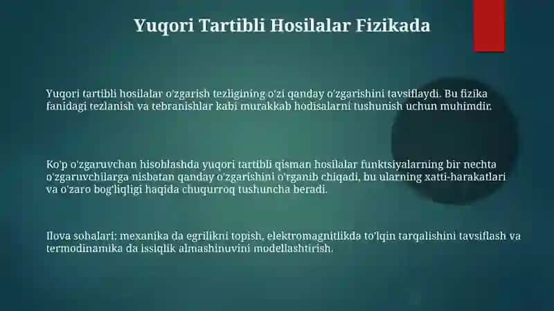 Yuqori tartibli xususiy hosilalar 3