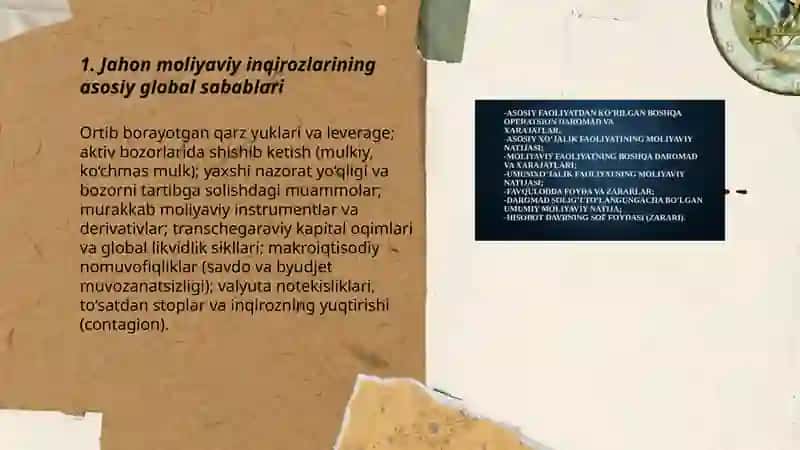 Jahon moliyaviy inqirozining yuzaga kelish sabablari, oqibatlari va uni O'zbekistonda bartaraf qilish yo'llari 3