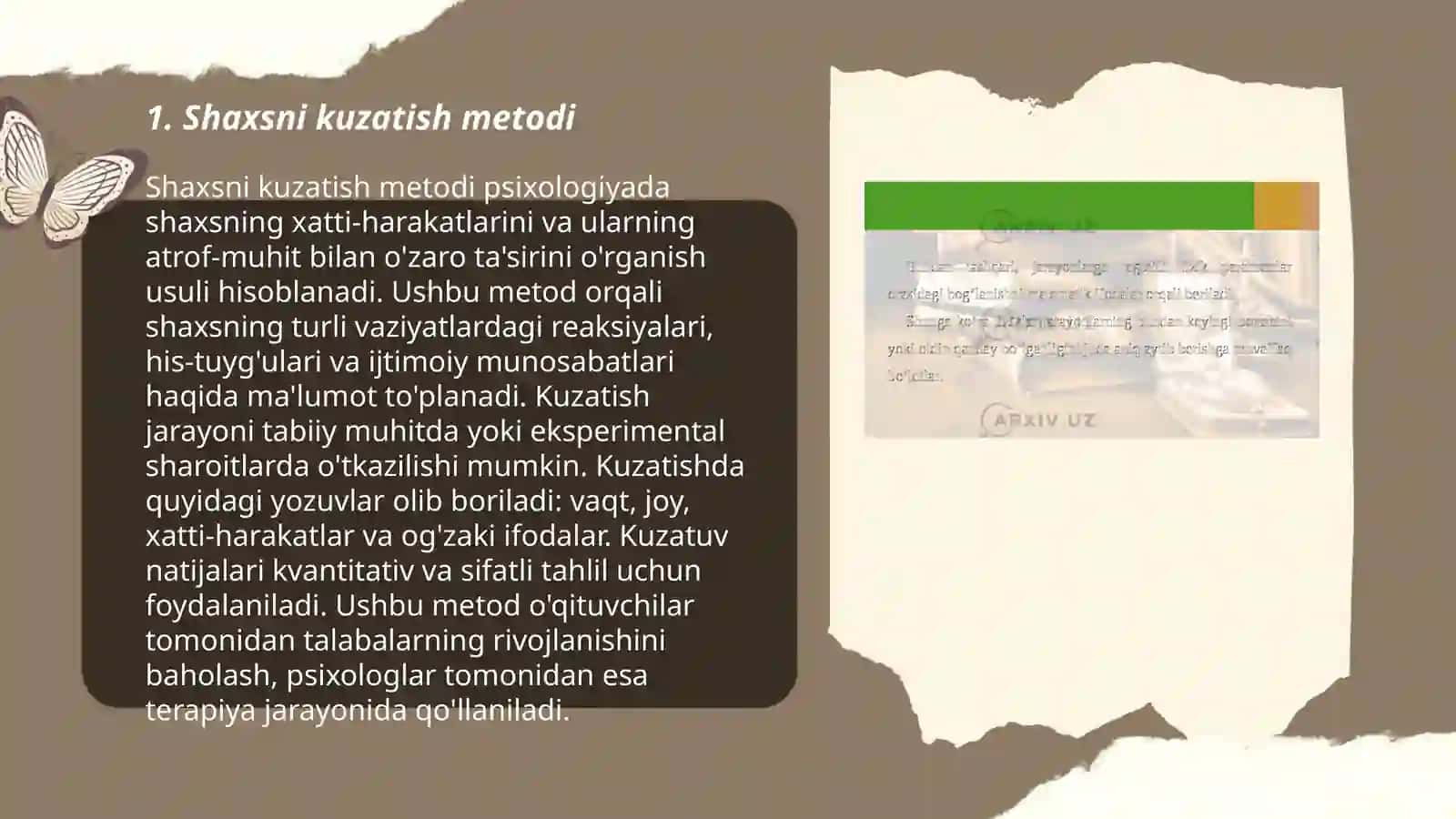 Shaxsni o'rganish metodlari 3