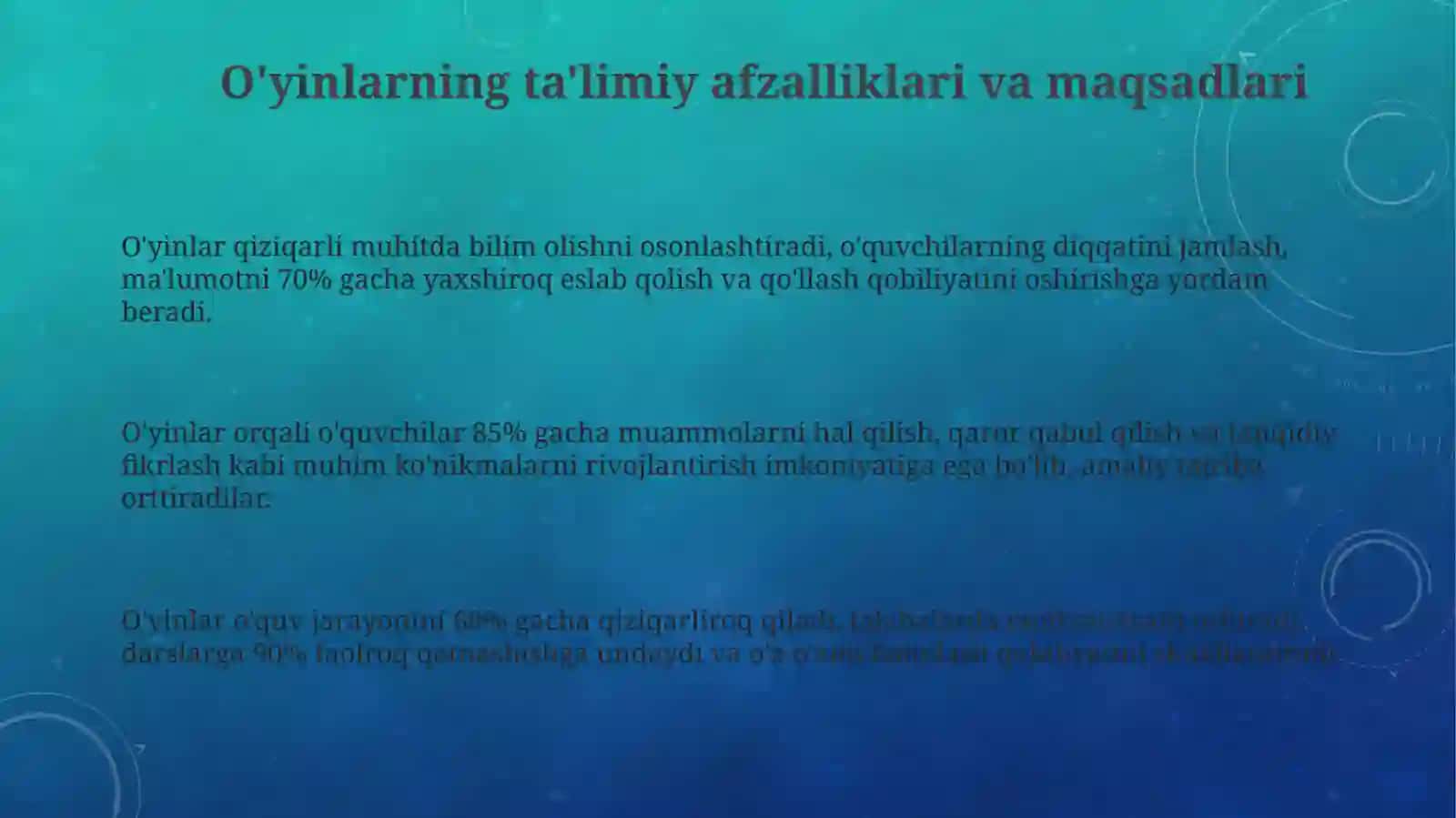 Trening vaqti da oʻyinlar 3