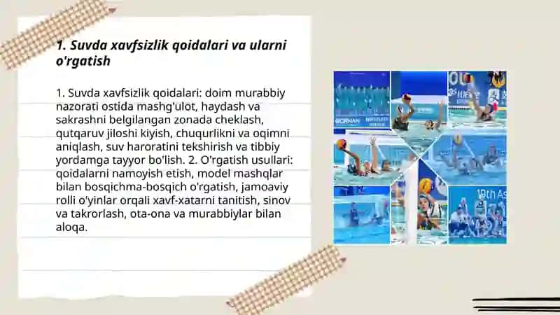 Suvda oynaladigan harakatli o'yinlar orgatish 3