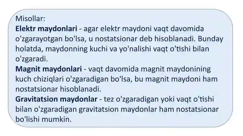 Nostatsionar Maydonlar Potensiali 3