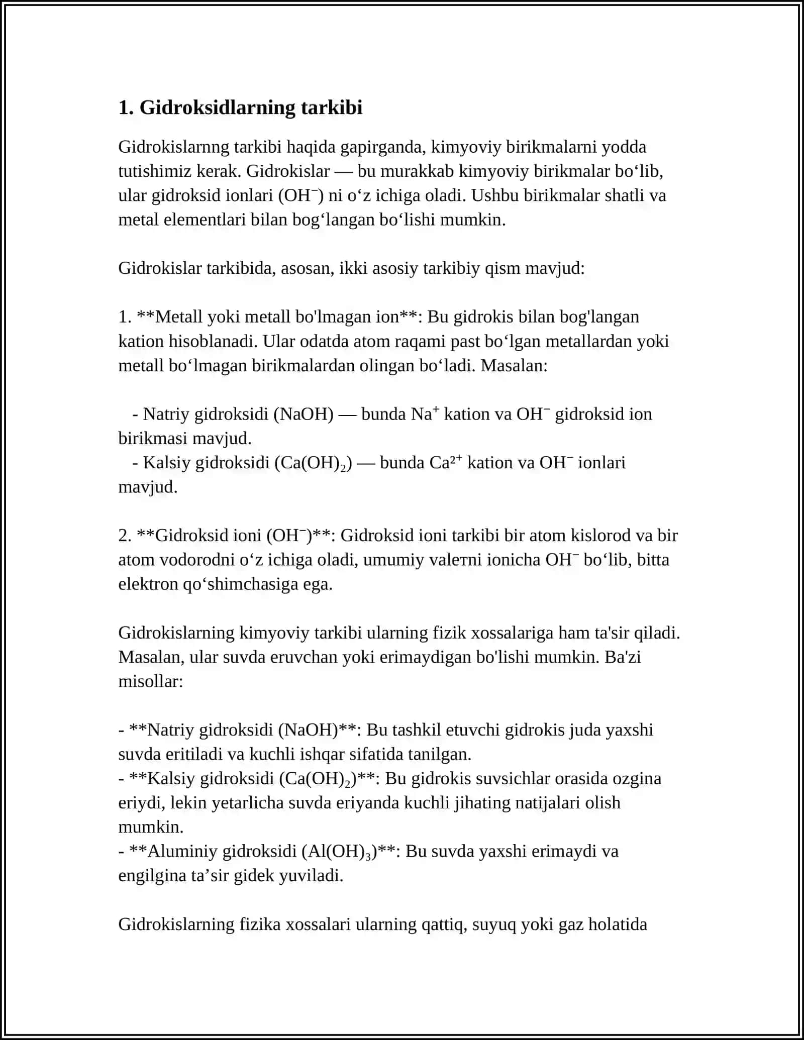 GIDROKSID XOSSALARI 3