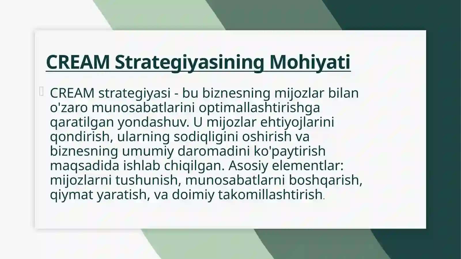 CREAM strategiyasi va undan samarali foydalanish 3