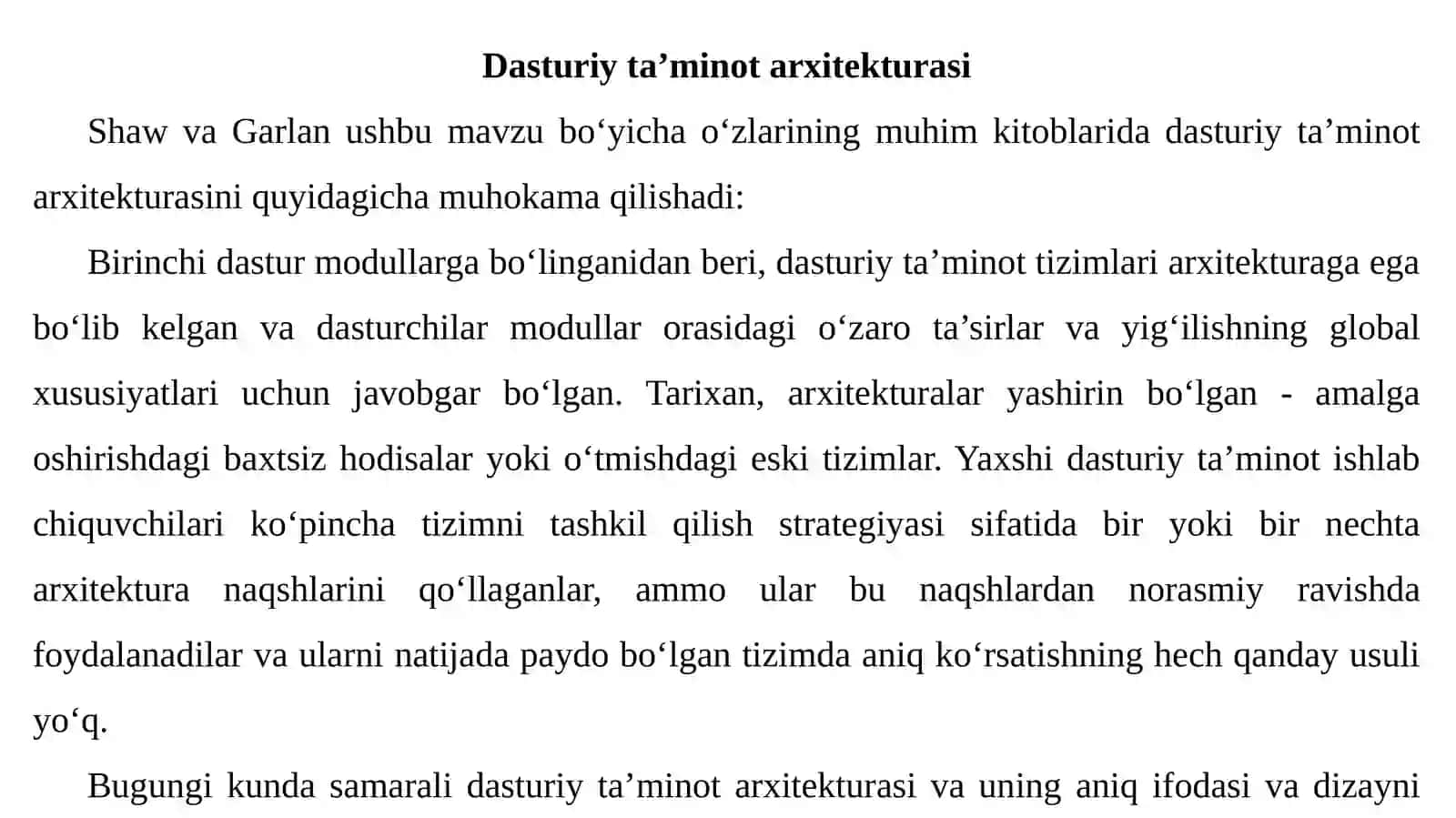 Dasturiy Ta'minot Arxitekturasi 3