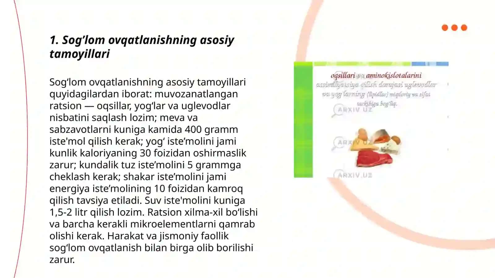 Sog’lom ovqatlanish haqida tushuncha 3