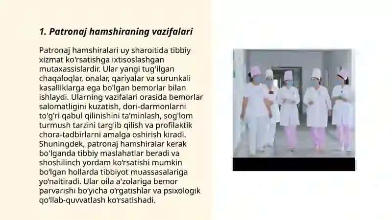 Patronaj hamshira faoliyati 3