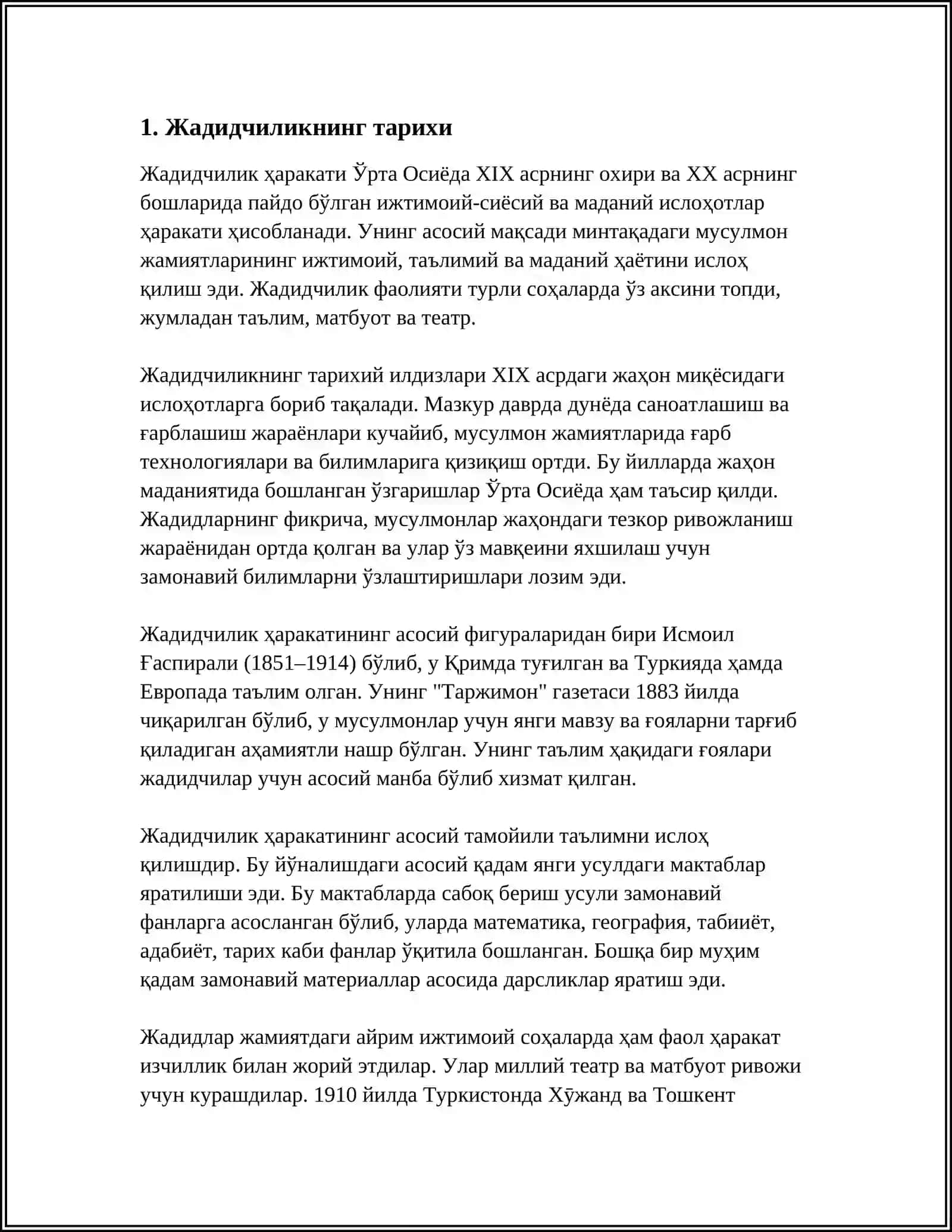 REFERAT Mavzu: ЖАДИДЧИЛИК 3