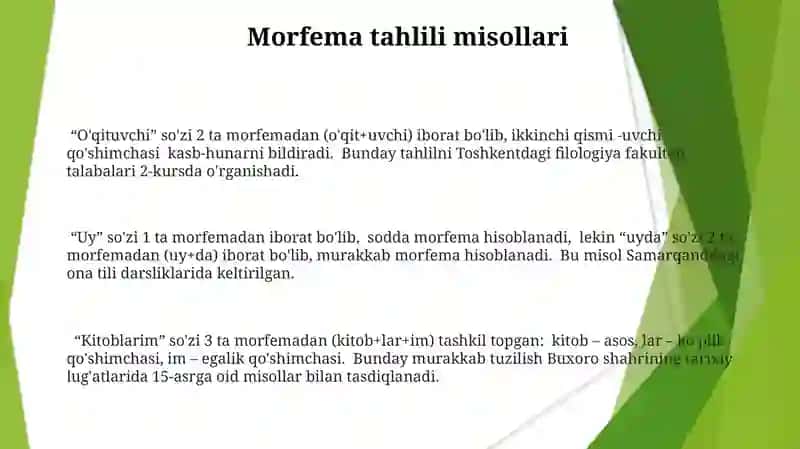 Morf va morfema.Morfema turlari 3