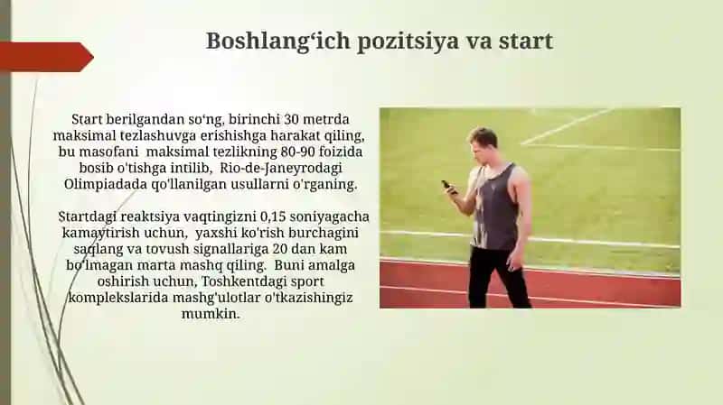 Qisqa masofaga yugurish texnikasini oʻrgatish 3