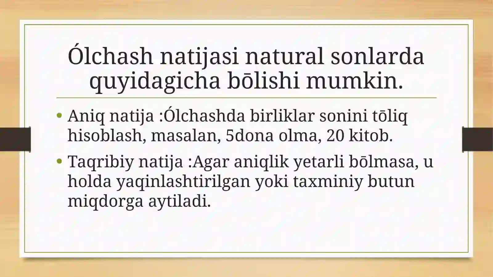 Naturalson miqdorlarni ōlchash natijasi 3