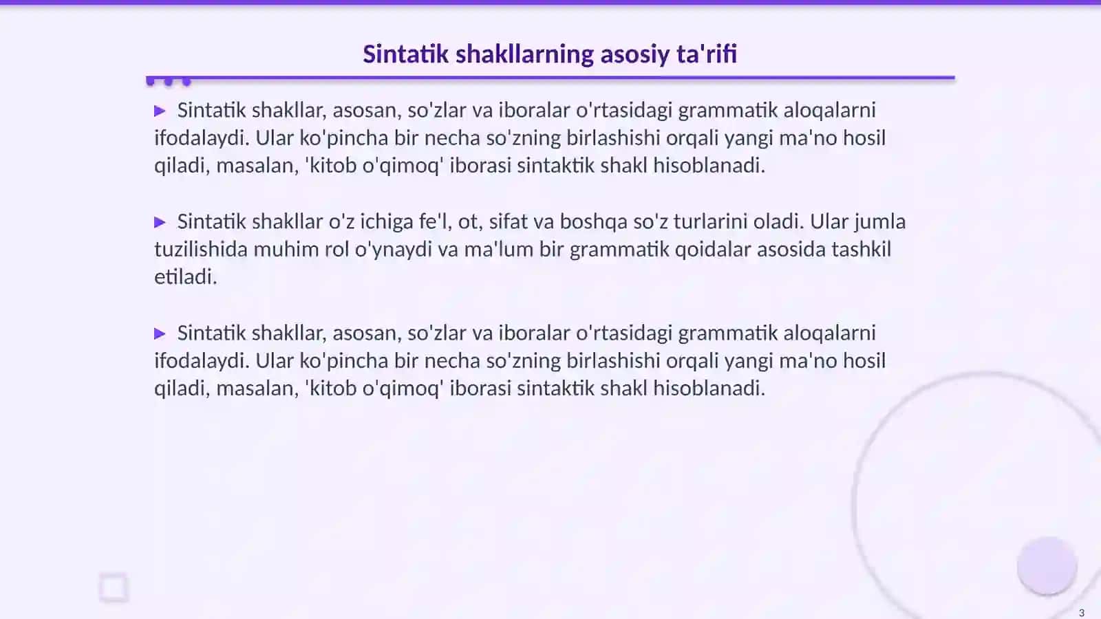 Sintatik va analitik shakllar 3