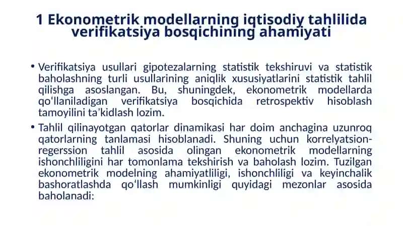 EKONOMETRIK MODELNI BAXOLASH MEZONLARI 3