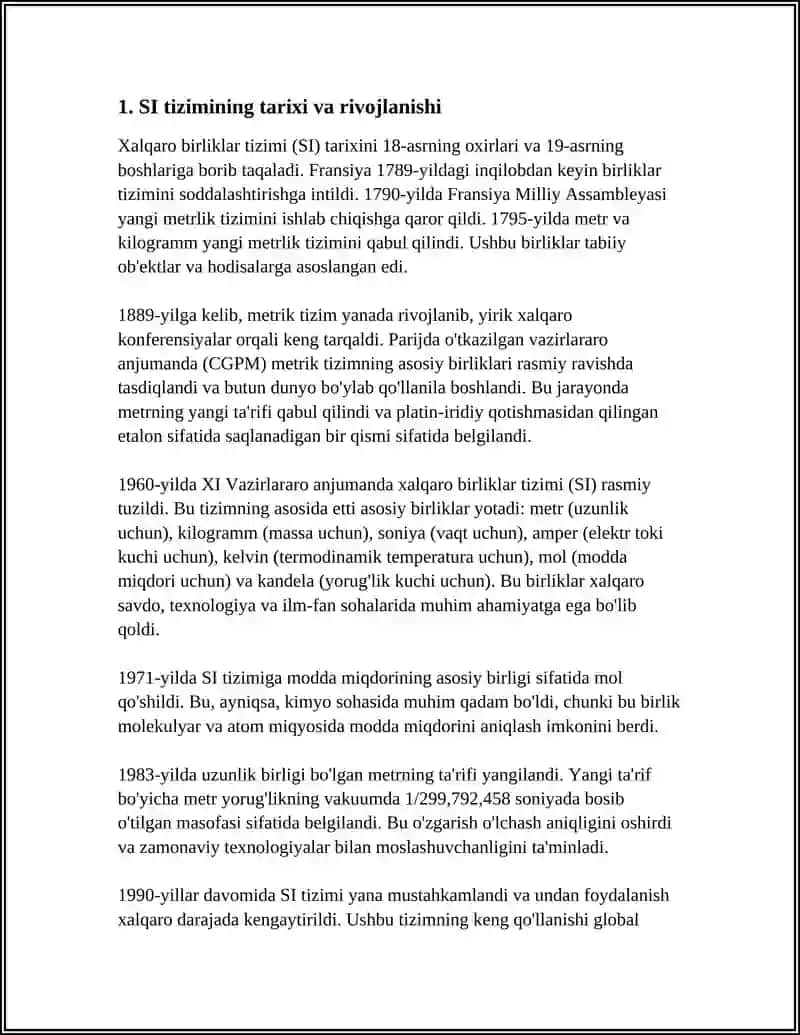 XALQARO BIRLIKLAR TIZMI (SI) 3