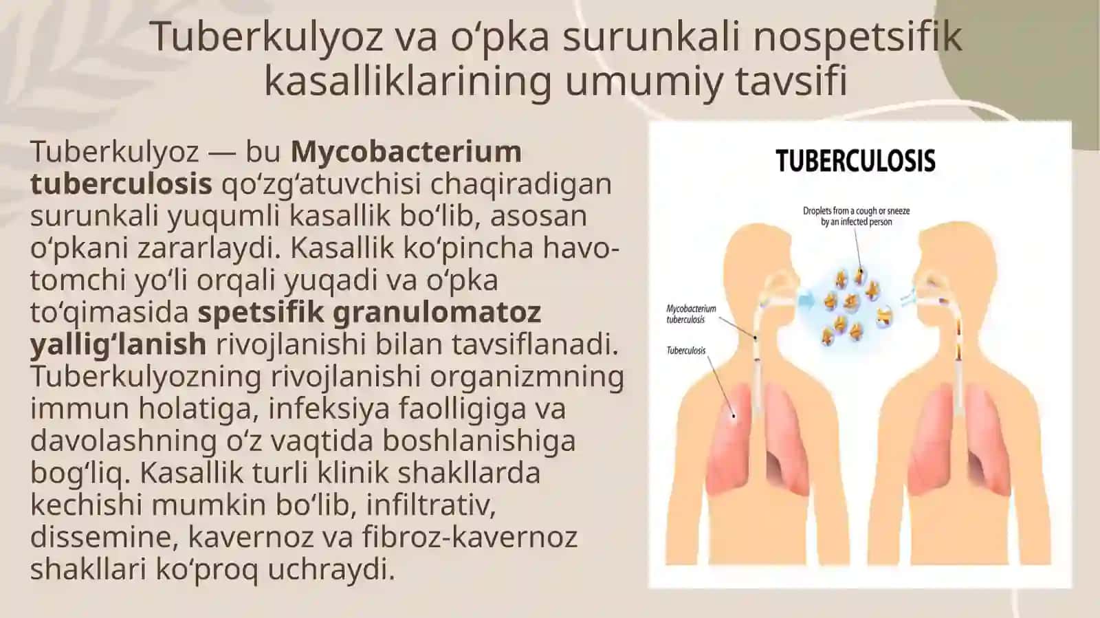Tuberkulyozning turlishakllari vao‘pka surunkalinospetsifikkasalliklari 3